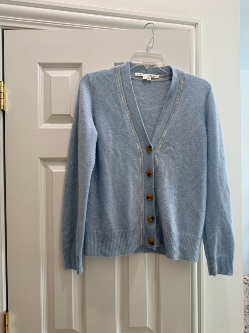 Veronica Beard Light Blue Cashmere Blend V-Neck Cardigan